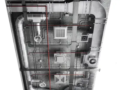 Industrial ceiling  Ventilation system  3D model