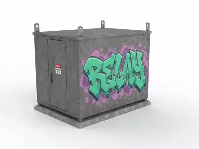 Railway control cabinet Low-poly 3D model