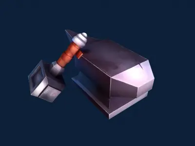Hammer and anvil Low-poly 3D model
