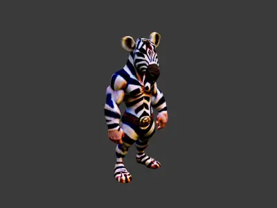 Zebra Man Low-poly 3D model