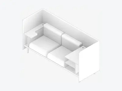 Sofa - Contemporary - Flame - Corner Shelf - Right Work Shelf Low-poly 3D model