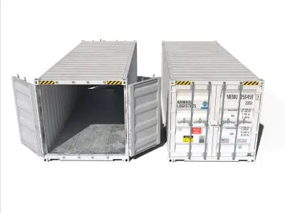 20ft Cargo Container White Low-poly 3D model