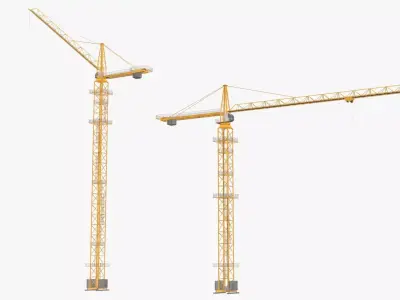 Tower Crane Modular - Yellow Low-poly 3D model