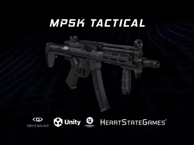 SMG 3 - MP5K Sub-Machinegun - 4K Game Ready Low-poly 3D model