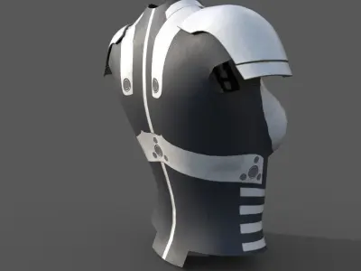 Simple sci-fi female white armor gameready Low-poly 3D model