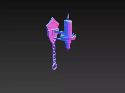 Medieval Wall Candle Sconce - PBR Low Poly Game Ready Low-poly 3D model
