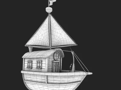 Fantastic Ship Low-poly 3D model