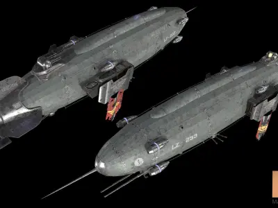 Dystopia Airship Low-poly 3D model