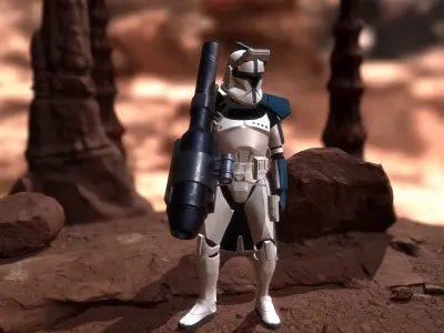 Clone Heavy Trooper Rigged Low-poly 3D model