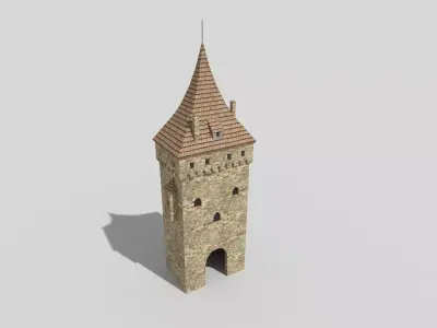 medieval tower c Low-poly 3D model