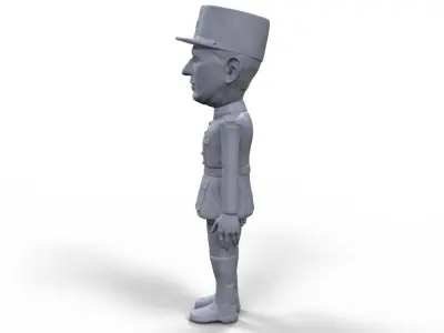 Charles De Gaulle stylized high quality 3D printable miniature 3D print model