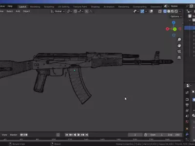 AK-74 3D-Model Low-poly 3D model