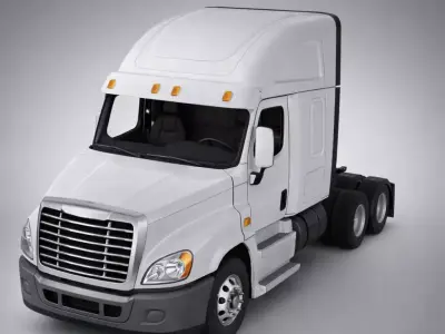 Freightliner Cascadia Low Poly Highway Semi Truck Low-poly 3D model