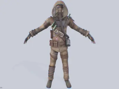 Post apocalypse character Low-poly 3D model