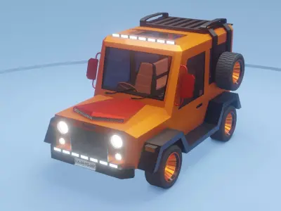 Cartoon Low Poly Rigged Van Low-poly 3D model 3D model 3D model