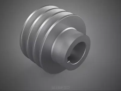 STANDARD 3 THREE TRIPLE GROOVE TRACK PULLEY SHEAVE WHEEL GEAR FE 3D model