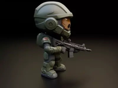 Master Chief Chibi Statue - Halo Spartan-117 3D print model