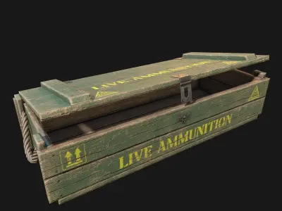 Low Poly PBR Wooden Military Crate 2 Low-poly 3D model