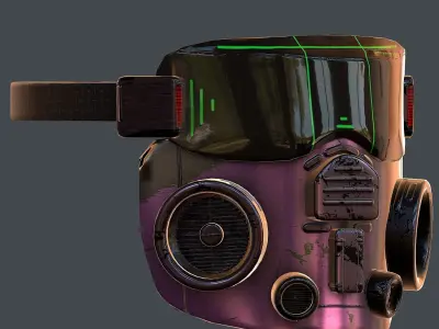 Gas mask helmet 3d model scifi Low-poly  Low-poly 3D model 56