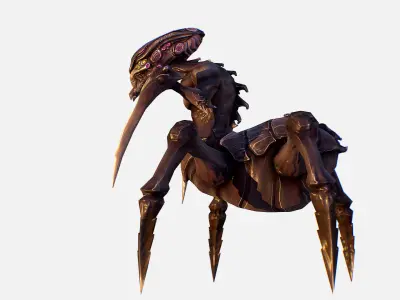 Arthropod Alien Hornbeam Bug Game Character Low-poly 3D model purchase