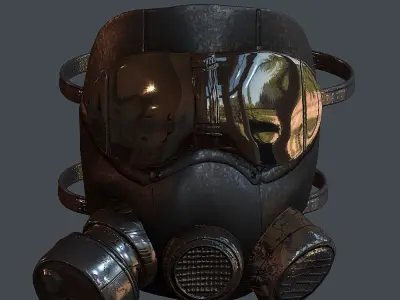 Gas mask helmet 3d model scifi Low-poly Low-poly 3D model Low-poly 3D model 19