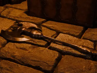 Engraved steel axe Free low-poly 3D model