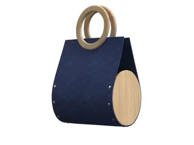 Navy Suede Ring Tote Bag 3D model