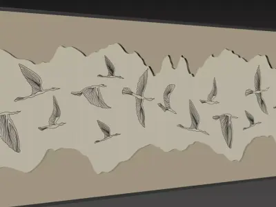 Wall Art Birds flying 3D model