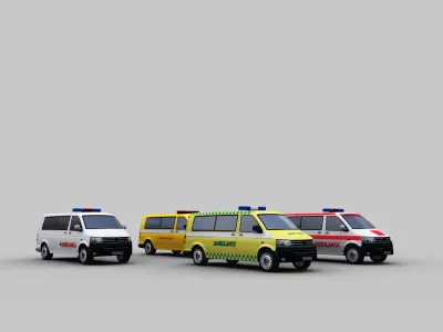Ambulance Lowpoly volkswagen Low-poly 3D model