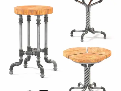 9 Bar stools from pipes collection Free 3D model
