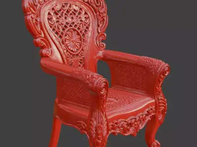 Royal Baroque Throne Chair 3D model