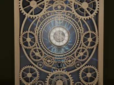 low poly mechanical gear clock  steampunk machine 3d  game asset Free low-poly 3D model