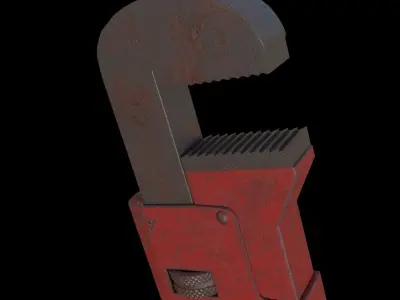 Pipe wrench Low-poly 3D model 3