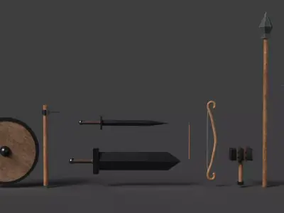 low poly stylized weapon Low-poly 3D model