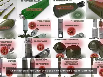 Ammunition of Russian Ukrainian war and more 3D Printable models 3D Model Pack