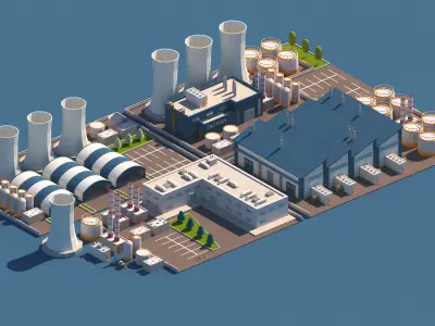 Cartoon Low Poly Industry Package Low-poly 3D model