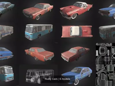 Rusty Cars 3D Model Pack by papayadigital163