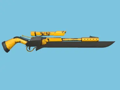 Sniper Gunblade 06 Yellow Black - Character SciFi Design Low-poly 3D model