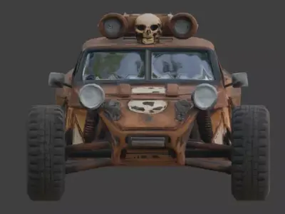 Post-Apocalyptic Raider Skull Buggy 3d Low-poly 3D model