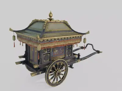 Asian ancient vehicle luxury carriage 3D model