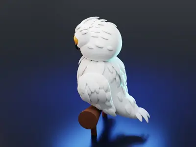 cute owl cartoon character Free 3D model