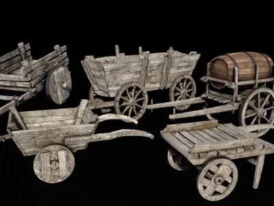 Medieval Fantasy Town Props Pack of 25 high quality  models Low-poly 3D model