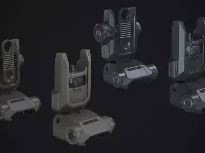 Defiance Low Profile Picatinny Flip Up Sights Low-poly 3D model