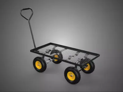 MANUAL FLATBED STEEL MESH GRID NET PLATFORM TROLLEY CART WAGON 3D model