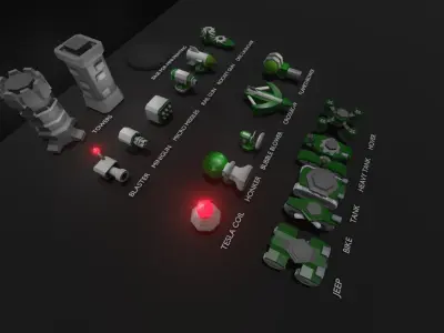 Low Poly Modular Tanks Low-poly 3D model