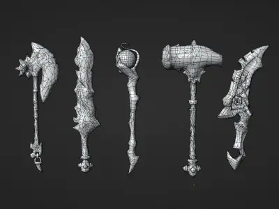 Fantasy Fire Weapon Set Low-poly 3D model