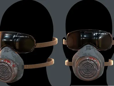 Gas mask helmet 3d model scifi Low-poly  Low-poly 3D model 13