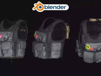 Modern Tactical Combat Vest PBR Game Ready Low-poly 3D model