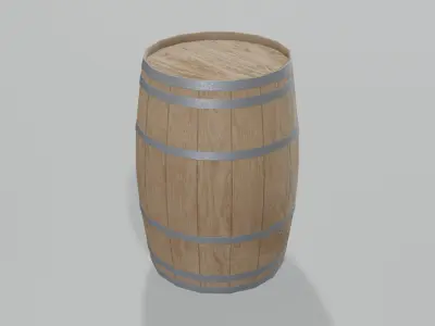 Light Toasted Lowpoly Bourbon Rundlet Barrel Low-poly 3D model
