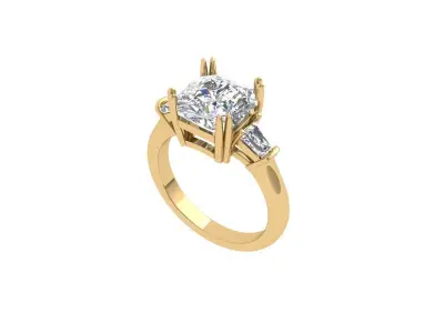 3-Stone-Ring 3D print model 8